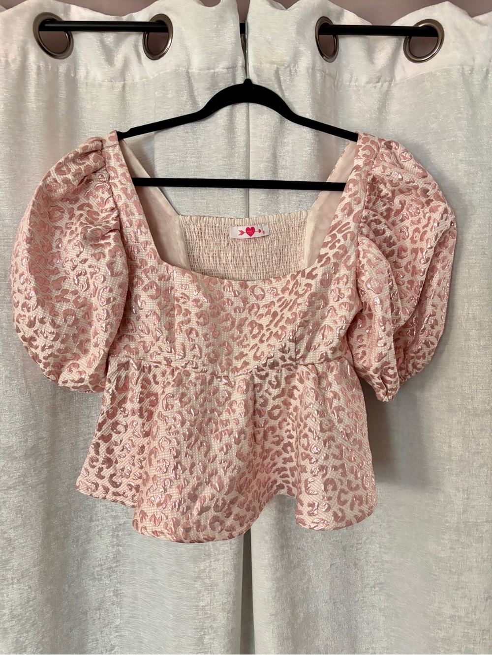 Buddy Love Blush Pink Puff Sleeve Smocked Peplum Top